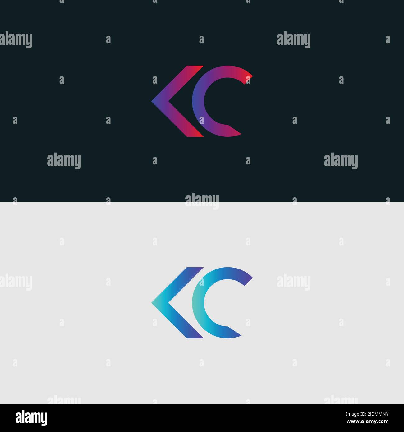Lettre initiale Alphabet logo icône KC, couleurs vives dégradé couleur logos tendance Illustration de Vecteur