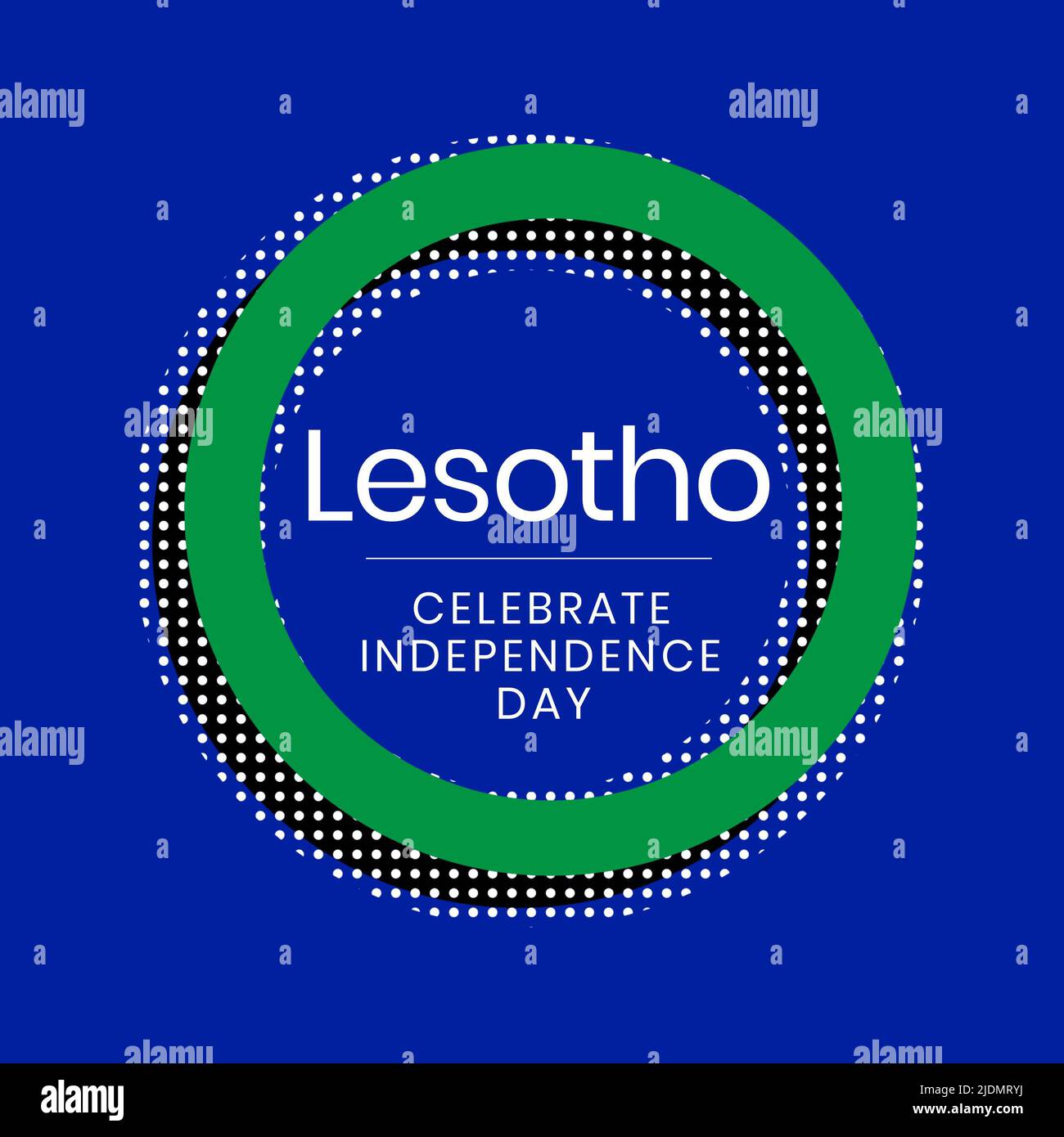 Illustration du texte de la fête de l'indépendance du lesotho dans un cercle vert avec des points blancs et noirs Banque D'Images