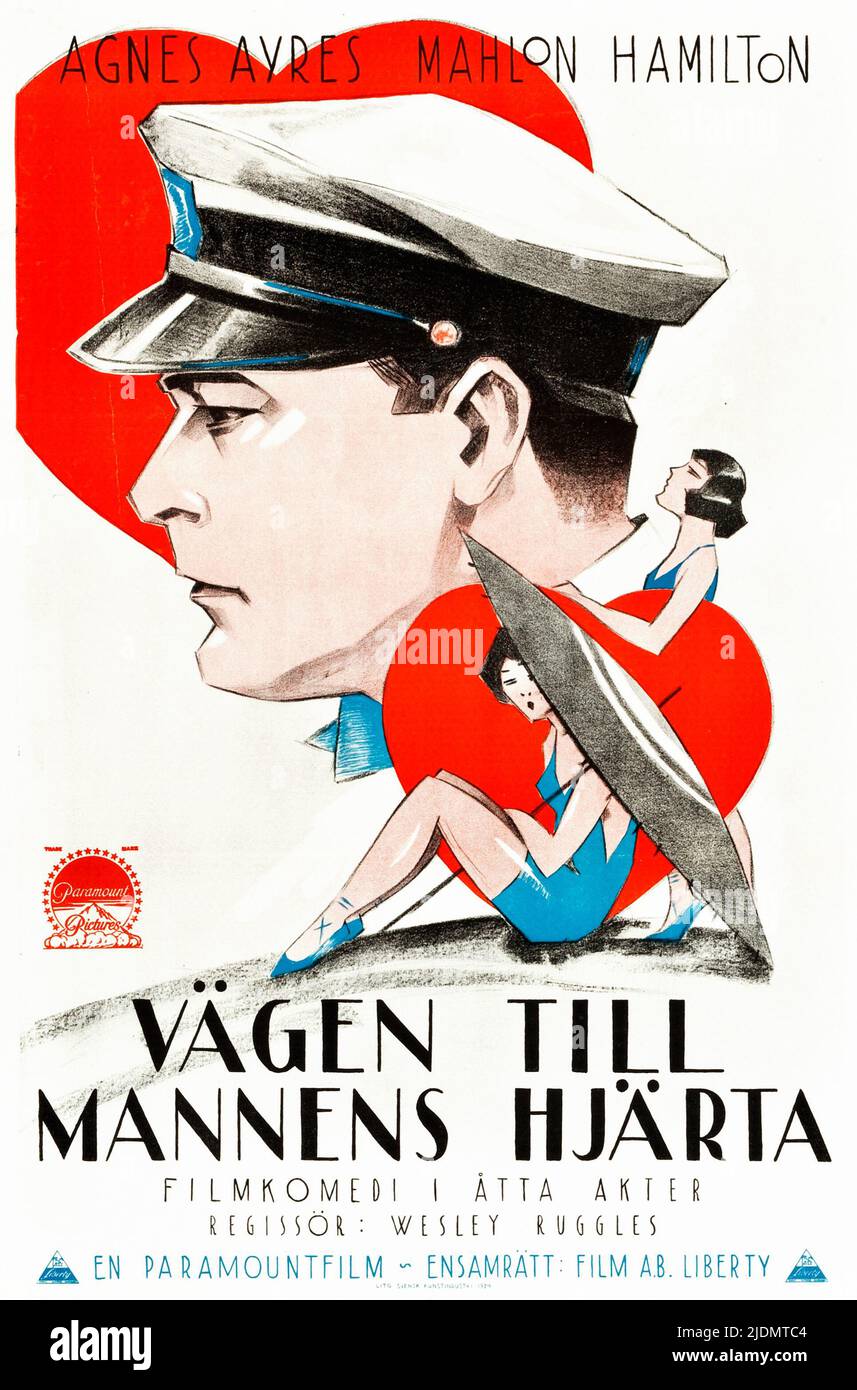 Vägen jusqu'à hans hjärta - le coeur Raider (Paramount, 1923). Poster de film suédois. Agnes Ayres, Mahlon Hamilton. Banque D'Images