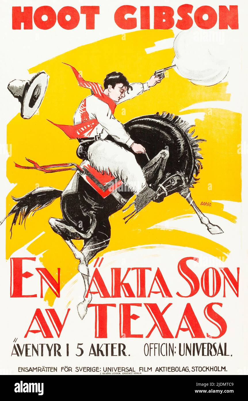 Hoot Gibson - en äkta son av Texas - Shootins' for Love (Universal, 1923). Poster de film suédois. Banque D'Images