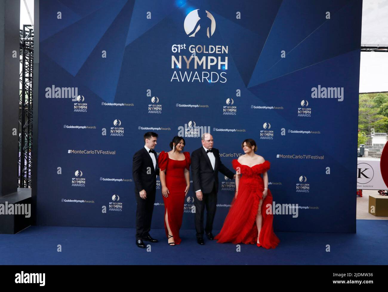 (De gauche à droite) Louis Ducruet, Marie Chevallier, le Prince Albert II de Monaco et Camille Gottlieb assistent à la cérémonie de clôture du Festival de télévision de Monte Carlo 61st. Monte-Carlo, Monaco sur 21 juin 2022. Photo de Patrick Aventurier/ABACAPRESS.COM Banque D'Images