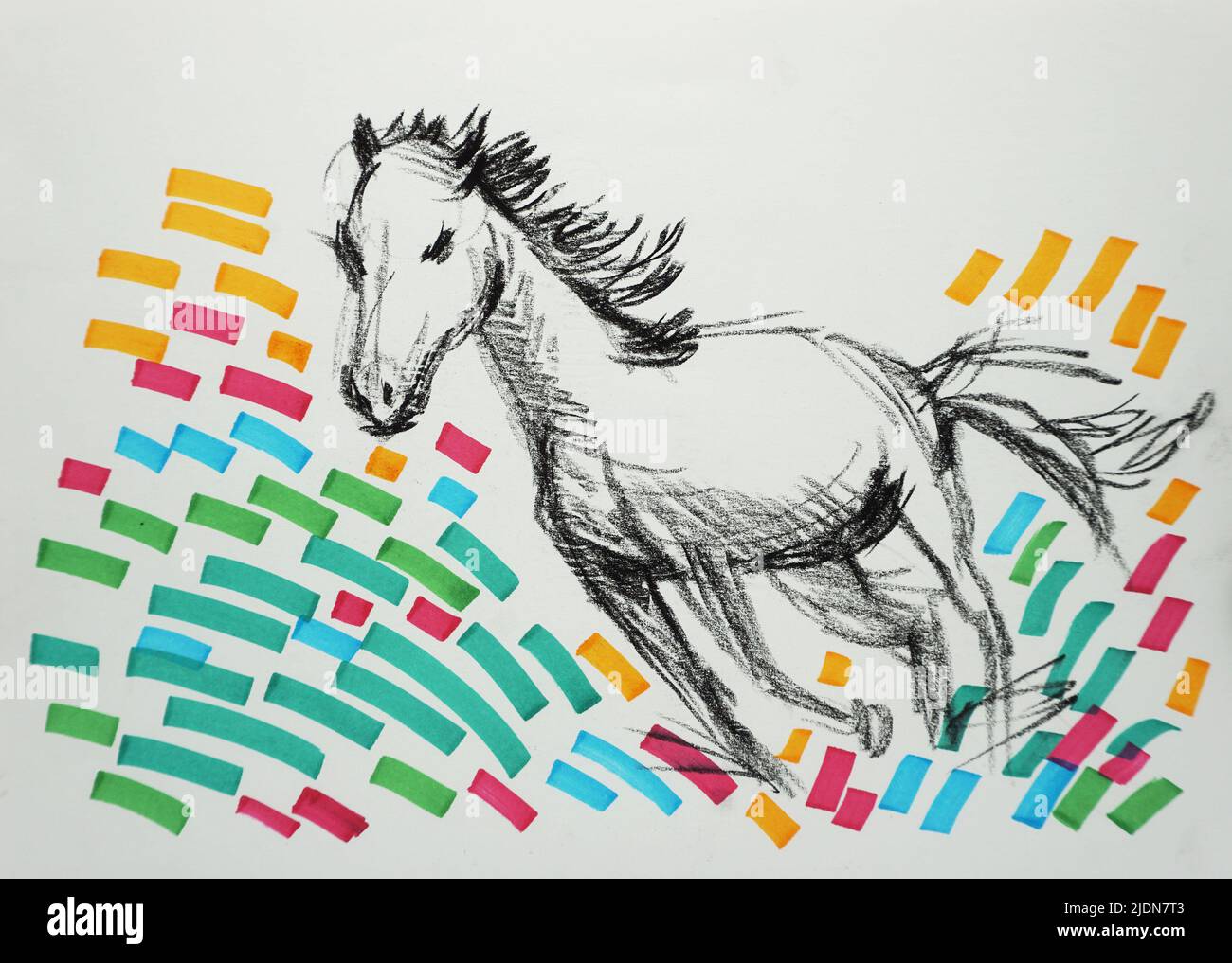 Art dessin Beaux art esquisse mignon cheval de course Thaïlande Banque D'Images