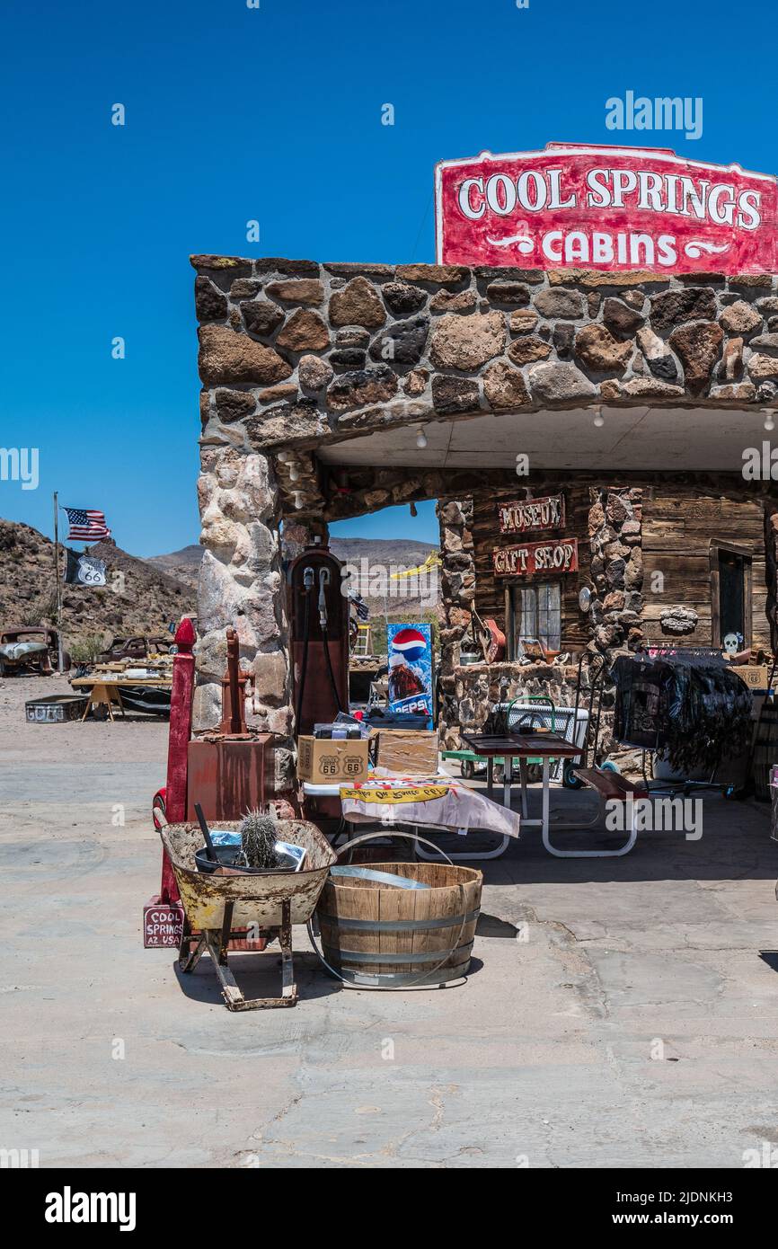 Station-service de Cool Springs sur la route 66 près d'Oatman, Arizona Banque D'Images