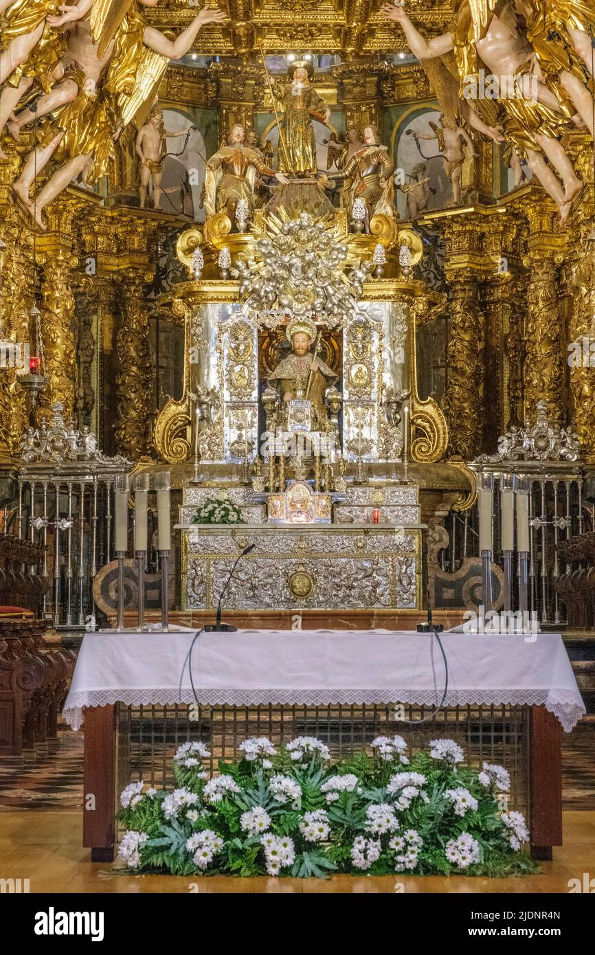 Espagne, Saint-Jacques-de-Compostelle, Galice. Retable Saint-James, Cathédrale de Saint-Jacques-de-Compostelle. Banque D'Images