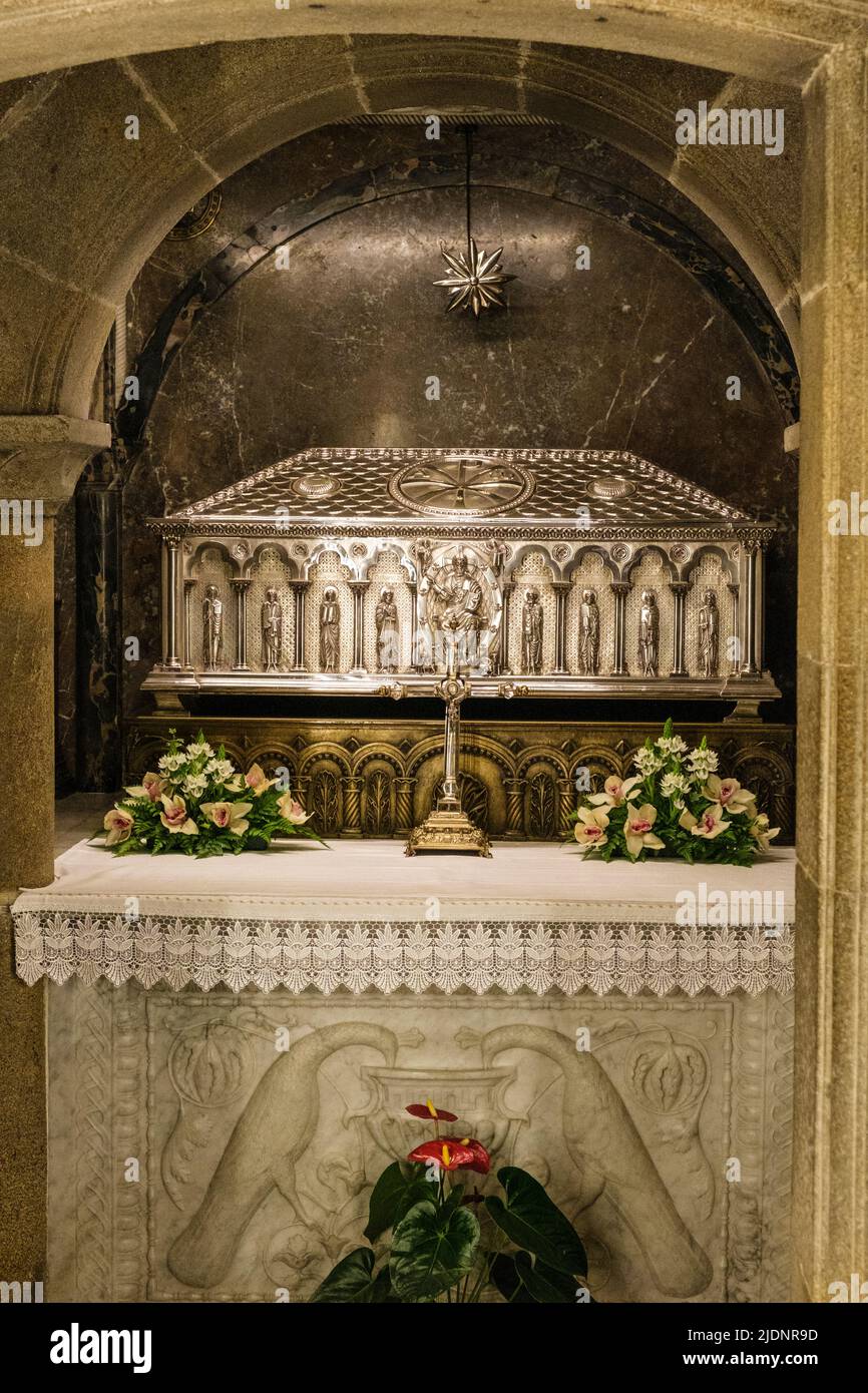 Espagne, Saint-Jacques-de-Compostelle, Galice. Reliquaire voulait contenir les os de Saint Jacques l'Apôtre. Banque D'Images