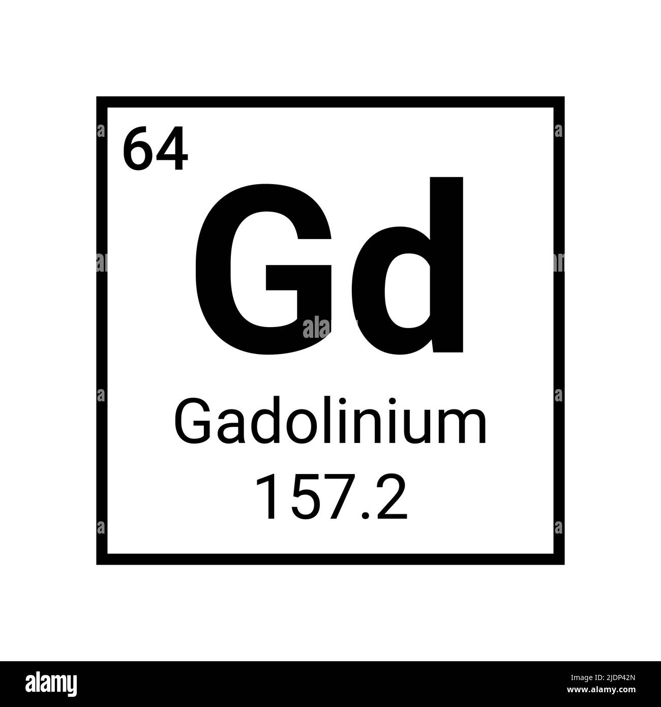 Gadolinium table périodique élément chimie icône atome. Illustration de Vecteur