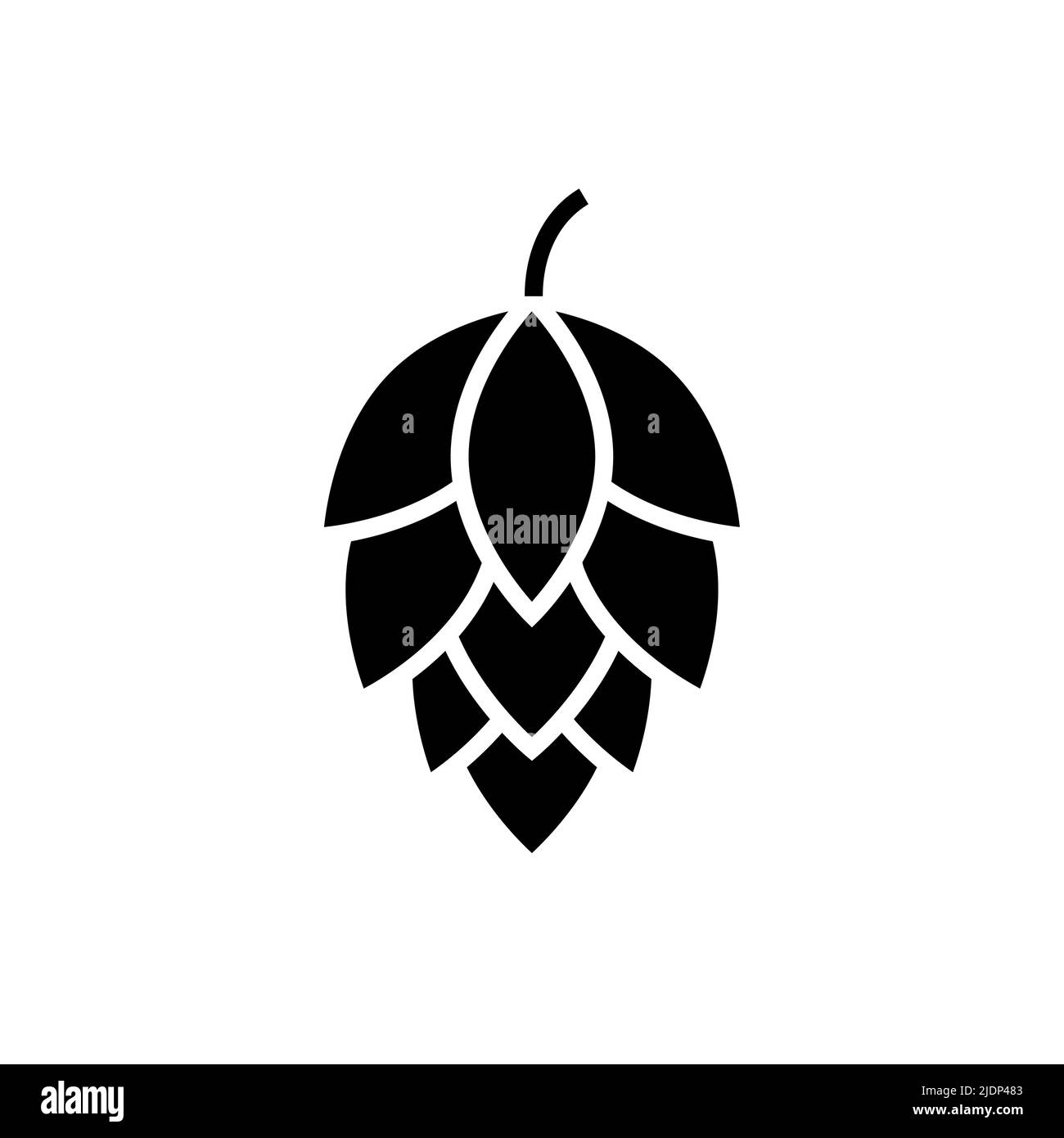 Icône HOP vecteur bière cône pin illustration feuille art bouton décoration verte. Icône du houblon frais de bière isolée Illustration de Vecteur