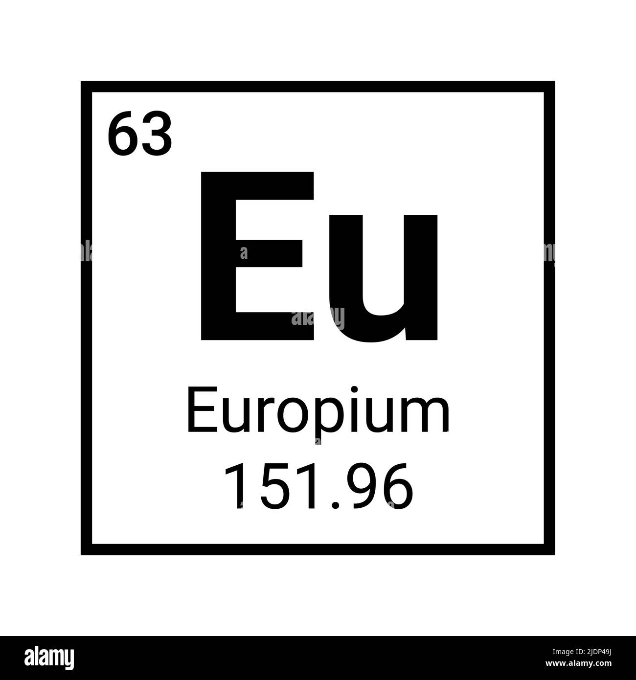 Elément de chimie europium mendeleev symbole de table science atome signe. Illustration de Vecteur