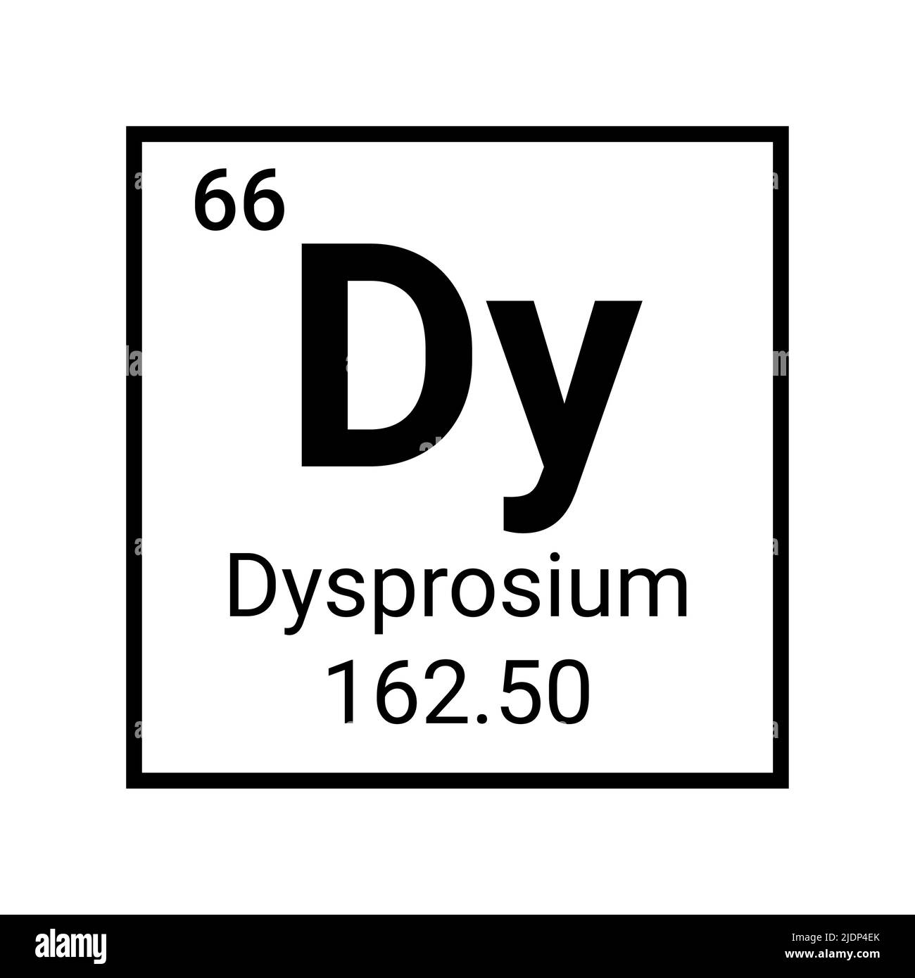 Symbole de l'atome de la table périodique de l'élément chimique dysprosium Illustration de Vecteur