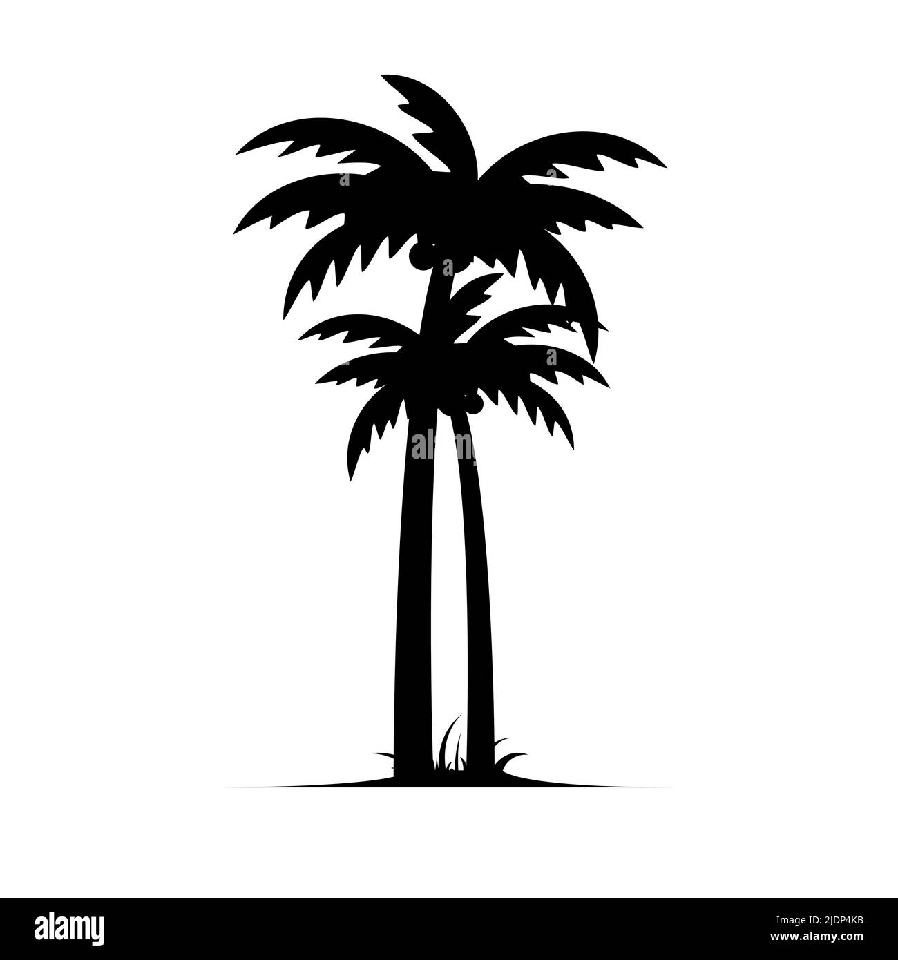 Palm arbre vecteur île noix de coco dessin animé noir icône.Palmtree Island désert isolé icône tropicale Illustration de Vecteur