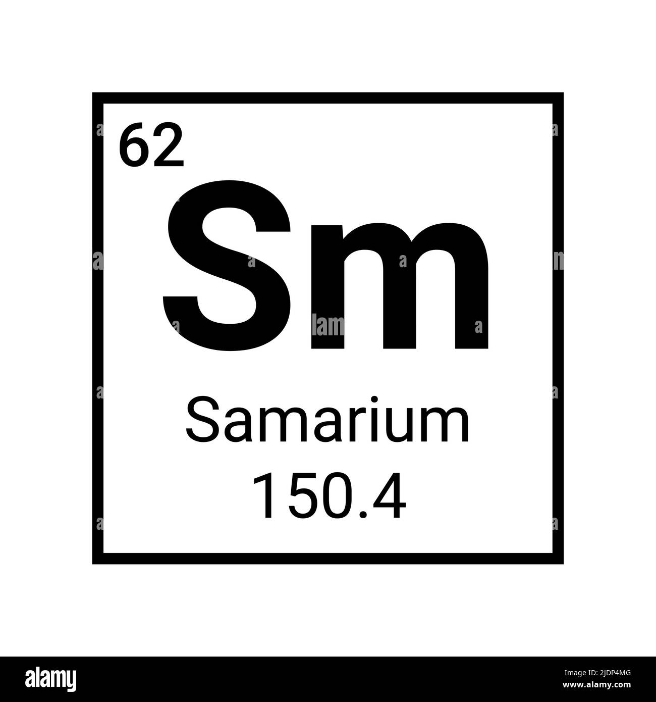 Icône de l'élément de chimie du samarium. Tableau périodique des éléments de samarium des atomes chimiques. Illustration de Vecteur