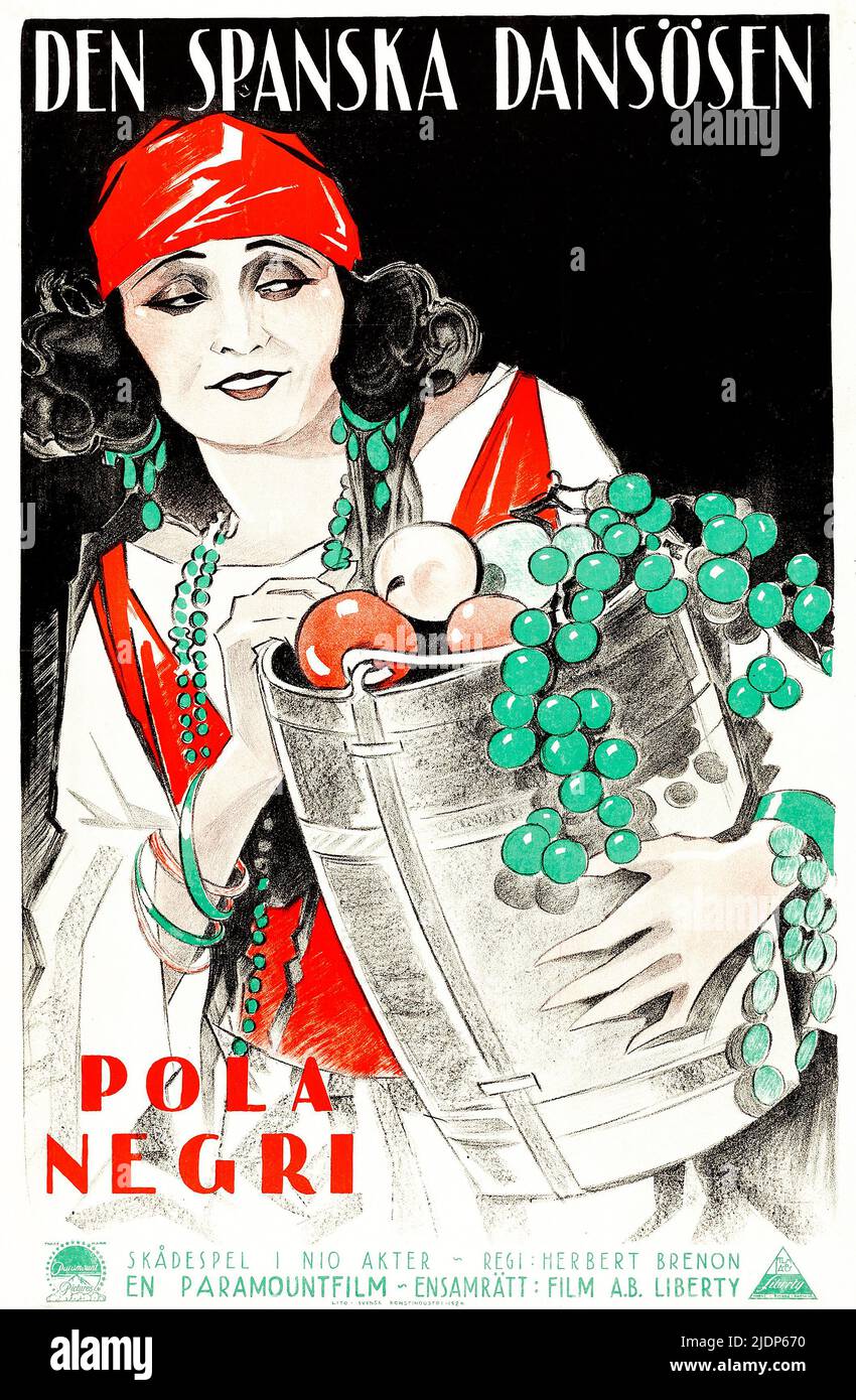 Den spanska dansösen - The Spanish Dancer (Paramount, 1924). Affiche suédoise du film Feat Pola Negri Banque D'Images
