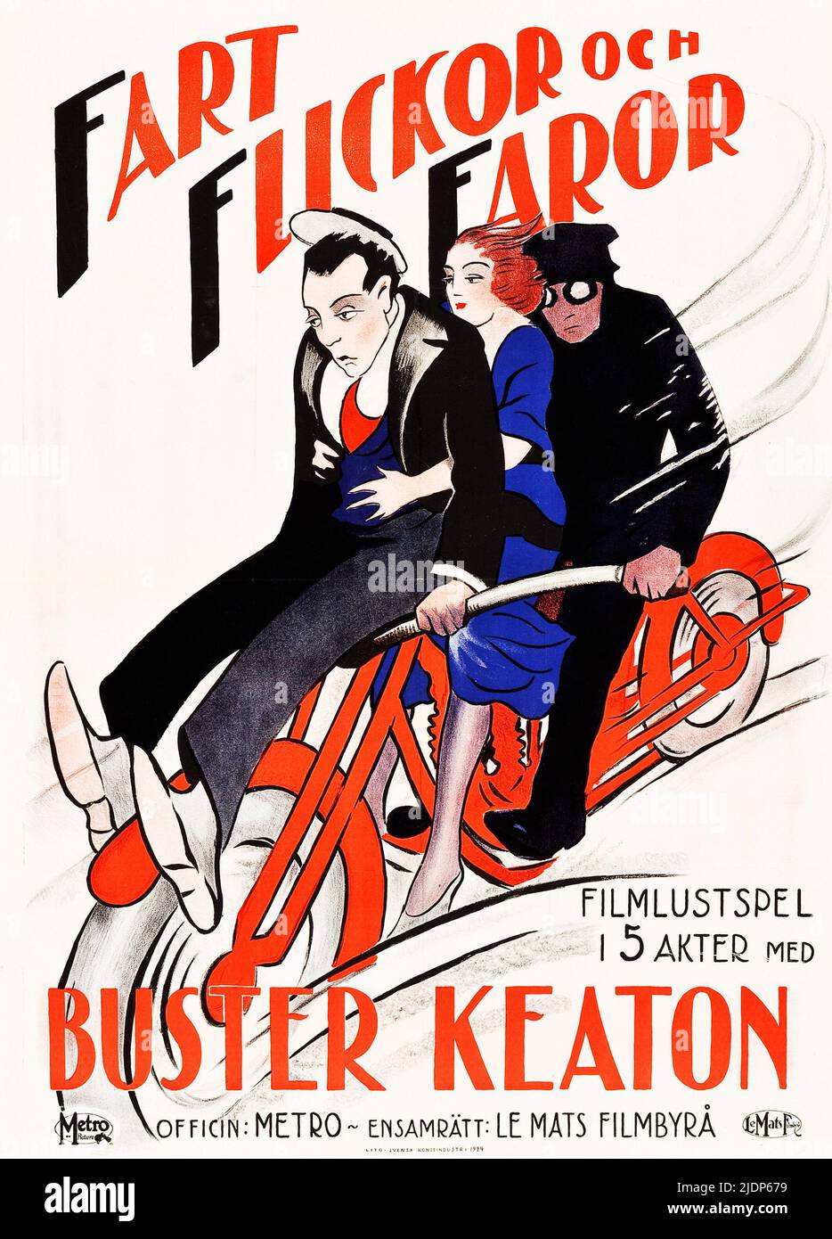 FART, Flickor och Faror - Sherlock Jr. (Metro Pictures, 1924). Poster de film suédois Banque D'Images