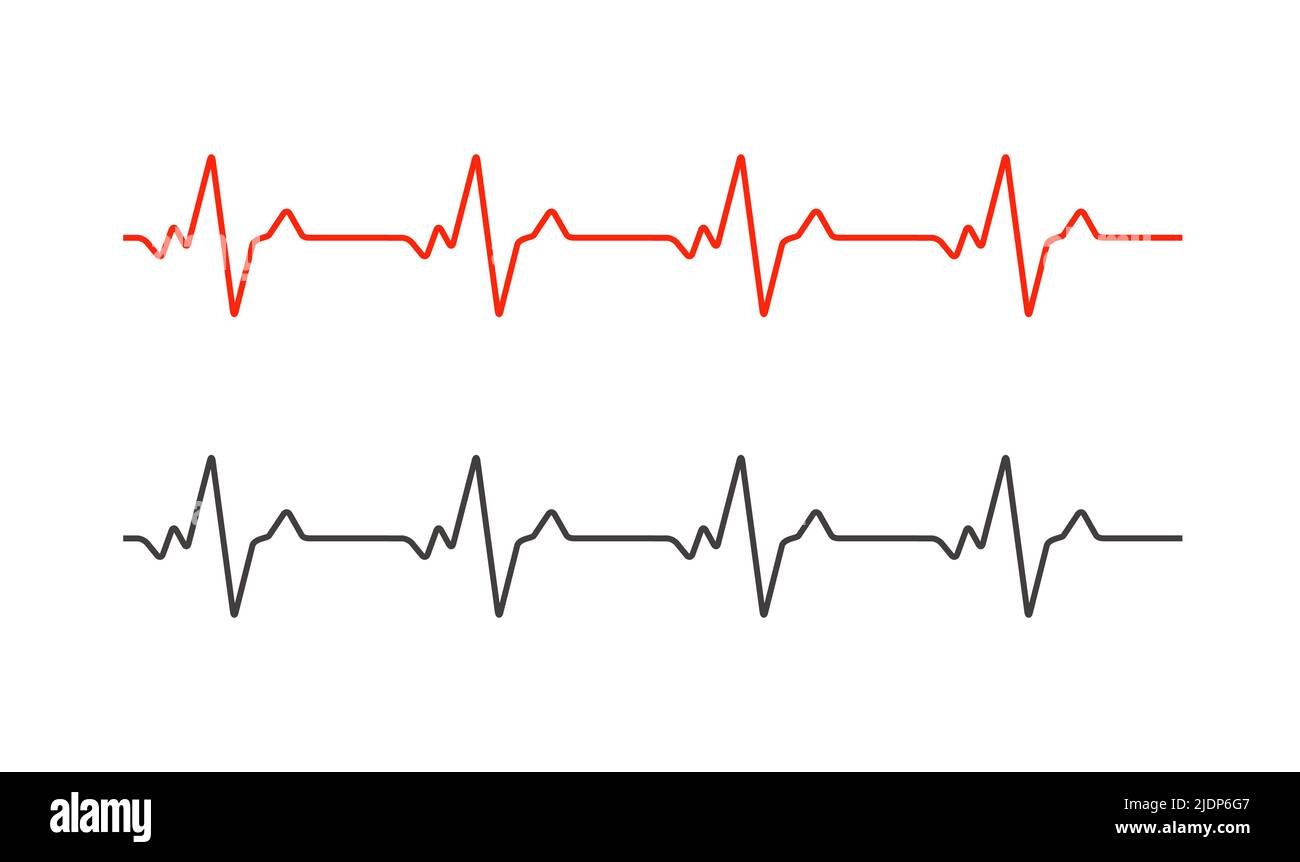 Ligne de tracé du graphique vectoriel de l'électrocardiogramme par battement de cœur.Moniteur de fréquence cardiaque EKG Illustration de Vecteur