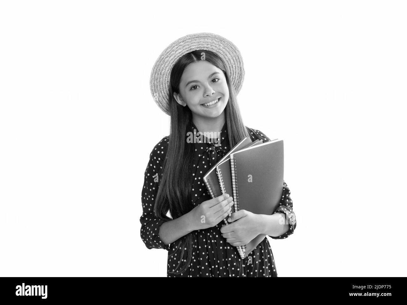 enfant qui va faire ses devoirs. éducation secondaire. écolière avec copybook. Banque D'Images