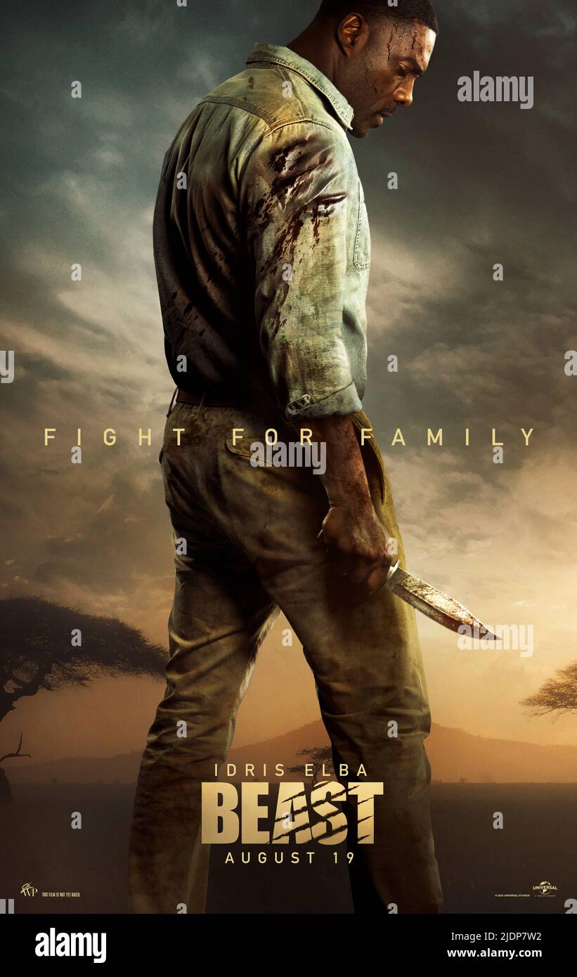DATE DE SORTIE: 19 août 2022. TITRE: Bête. STUDIO: Universal Pictures. DIRECTEUR: Baltasar Kormakur. COMPLOT : un père et ses deux filles adolescentes se retrouvent chassés par un lion voyou massif, dans l’intention de prouver que la savane n’a qu’un seul prédateur au sommet. AVEC : IDRIS ELBA en tant que Dr. Nate Samuels. (Image de crédit : © Universal Pictures/Entertainment Pictures) Banque D'Images