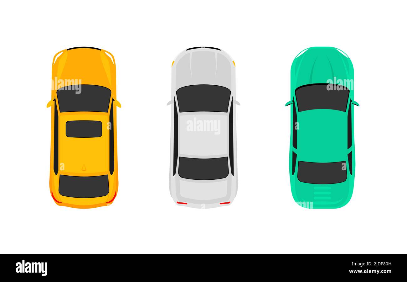 Icône de dessin animé vectoriel de la vue de dessus de la voiture