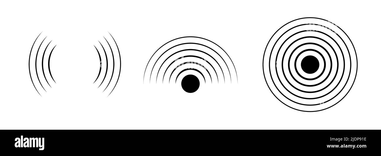 Cercle d'icône d'onde sonore de signal. Onde de symbole de bruit graphique numérique sonique à vecteur d'impulsion Illustration de Vecteur