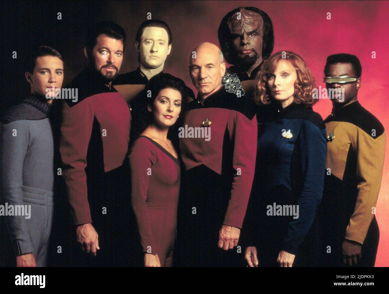 FRAKES,SPINER,STEWART,DORN, STAR TREK: LA PROCHAINE GÉNÉRATION, 1987 Banque D'Images