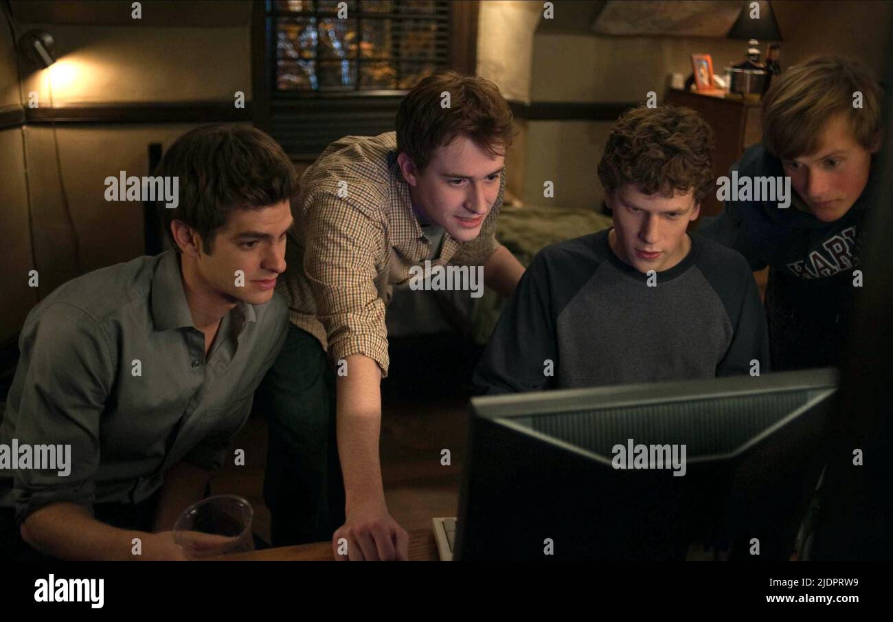 GARFIELD,MAZZELLO,EISENBERG,MAPEL, LE RÉSEAU SOCIAL, 2010, Banque D'Images