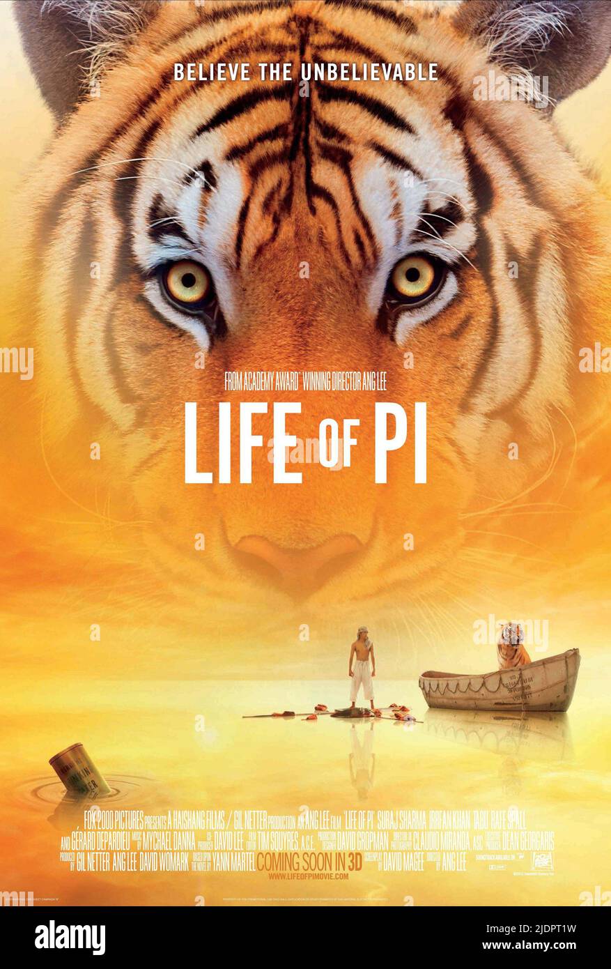 AFFICHE SURAJ SHARMA, VIE DE PI, 2012, Banque D'Images