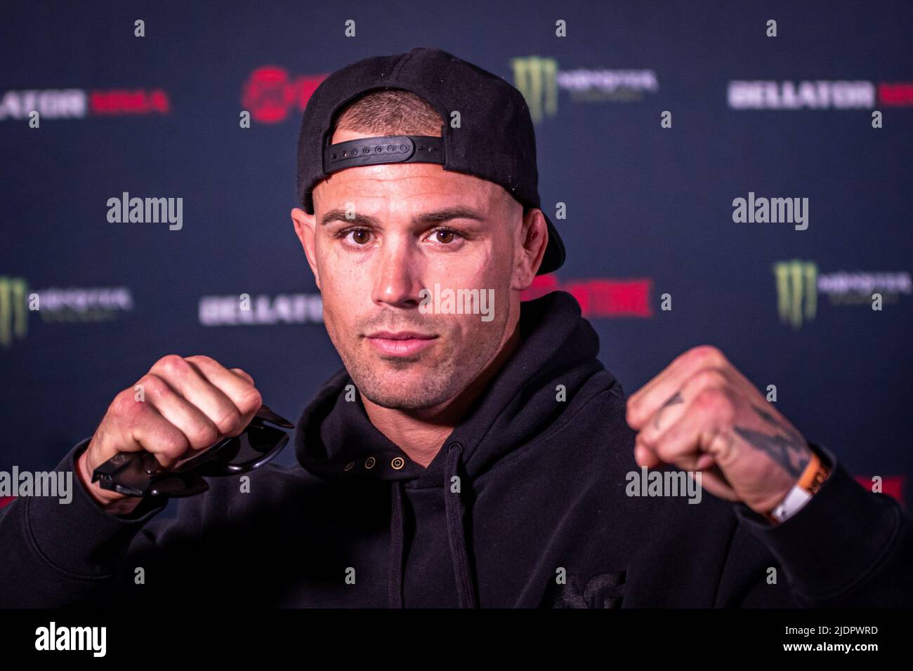 Uncasville, CT, Uncasville, CT, États-Unis. 22nd juin 2022. Uncasville, CT - JUIN 22: Brennan Ward s'adresse à la presse avant son combat au Bellator 282 on 24 juin 2022 au Mohegan Sun Casino à Uncasville, CT, États-Unis. (Credit image: © Matt Davies/PX Imagens via ZUMA Press Wire) Credit: ZUMA Press, Inc./Alamy Live News Banque D'Images