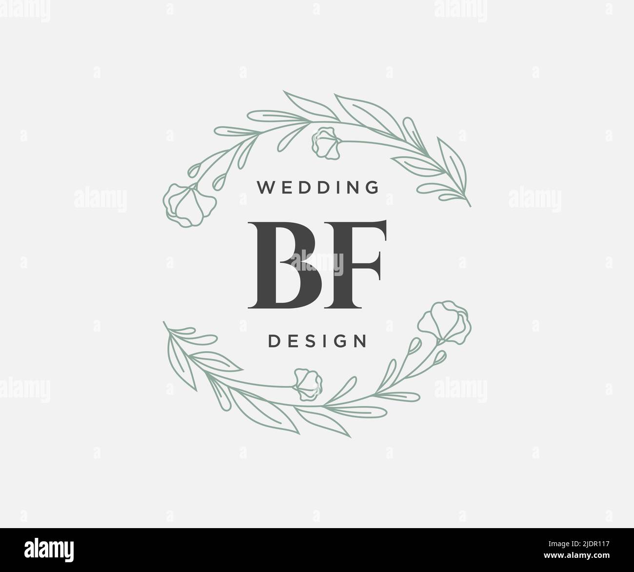 BF initiales lettre mariage monogramme logos collection, dessin à la main moderne minimaliste et modèles floraux pour cartes d'invitation, Save the Date, élégant Illustration de Vecteur