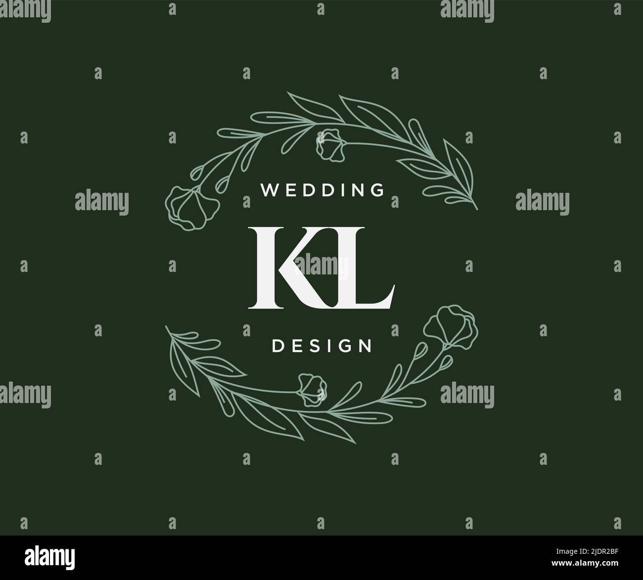 KL initiales lettre mariage monogramme collection de logos, dessin à la main moderne minimaliste et modèles floraux pour cartes d'invitation, Save the Date, élégant Illustration de Vecteur