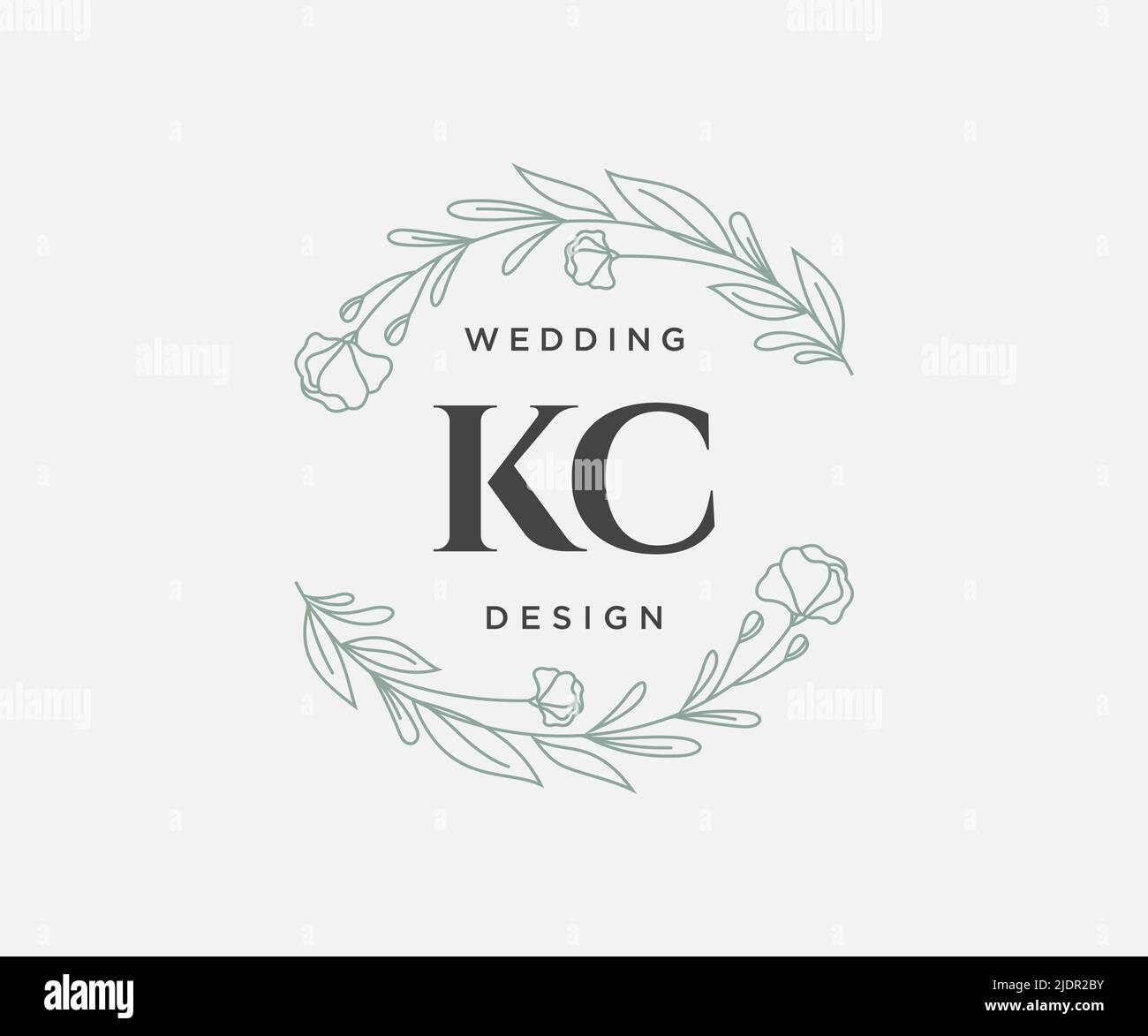 KC initiales lettre mariage monogramme logos collection, dessin à la main moderne minimaliste et modèles floraux pour cartes d'invitation, Save the Date, élégant Illustration de Vecteur