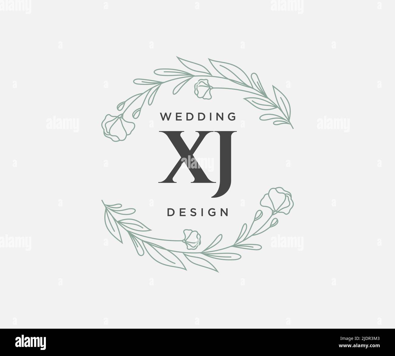 XJ lettre initiale mariage monogramme collection de logos, dessin à la main moderne minimaliste et modèles floraux pour cartes d'invitation, Save the Date, élégant Illustration de Vecteur