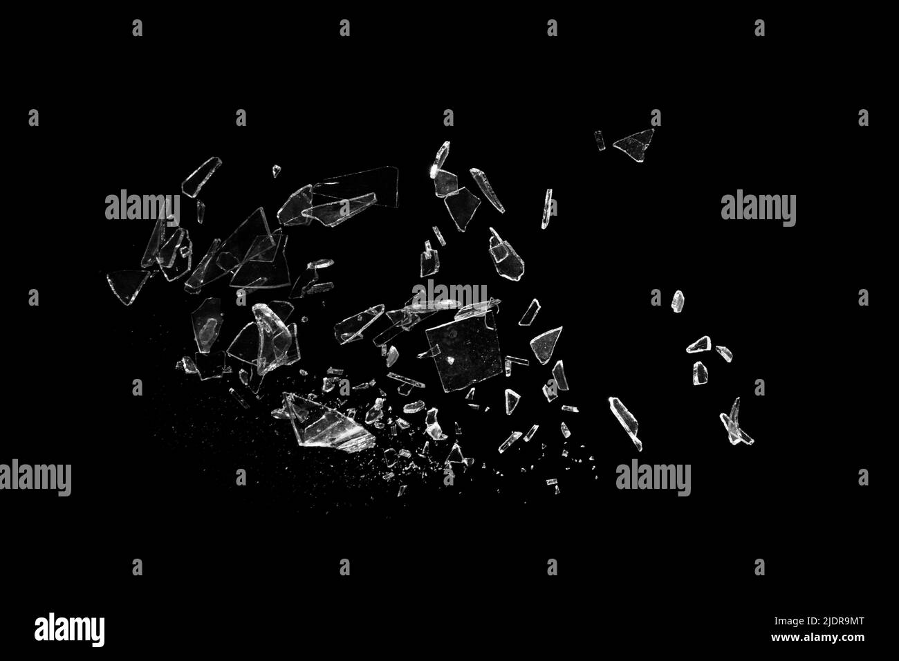 Vitre cassée. Texture de verre brisé. Effet de verre fissuré réaliste isolé. Modèle pour la conception. Illustration 3D noir et blanc Banque D'Images