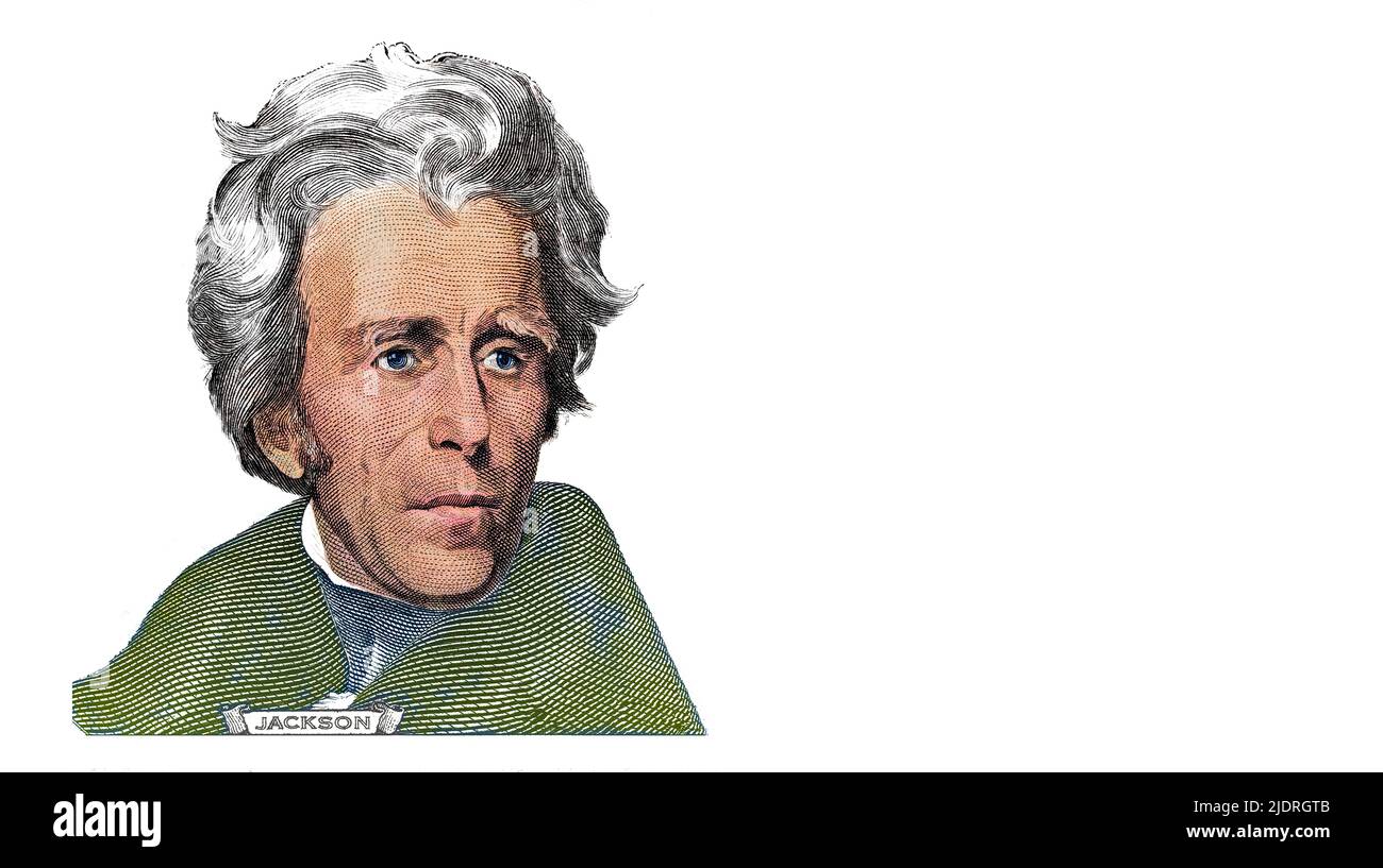 Andrew Jackson a coupé à partir d'un billet de 20 dollars à des fins de conception Banque D'Images