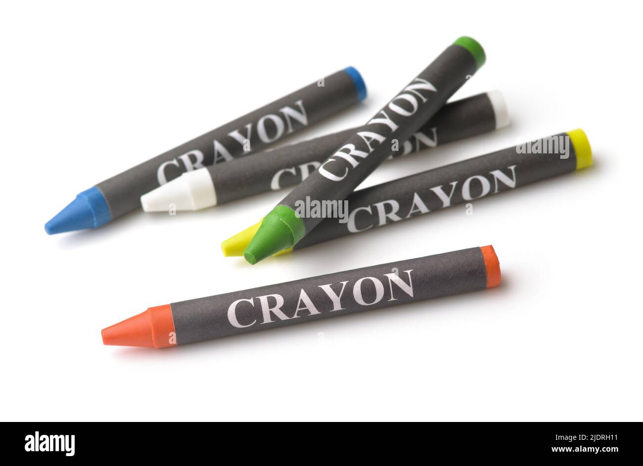 Groupe de crayons de cire colorés isolés sur blanc Banque D'Images