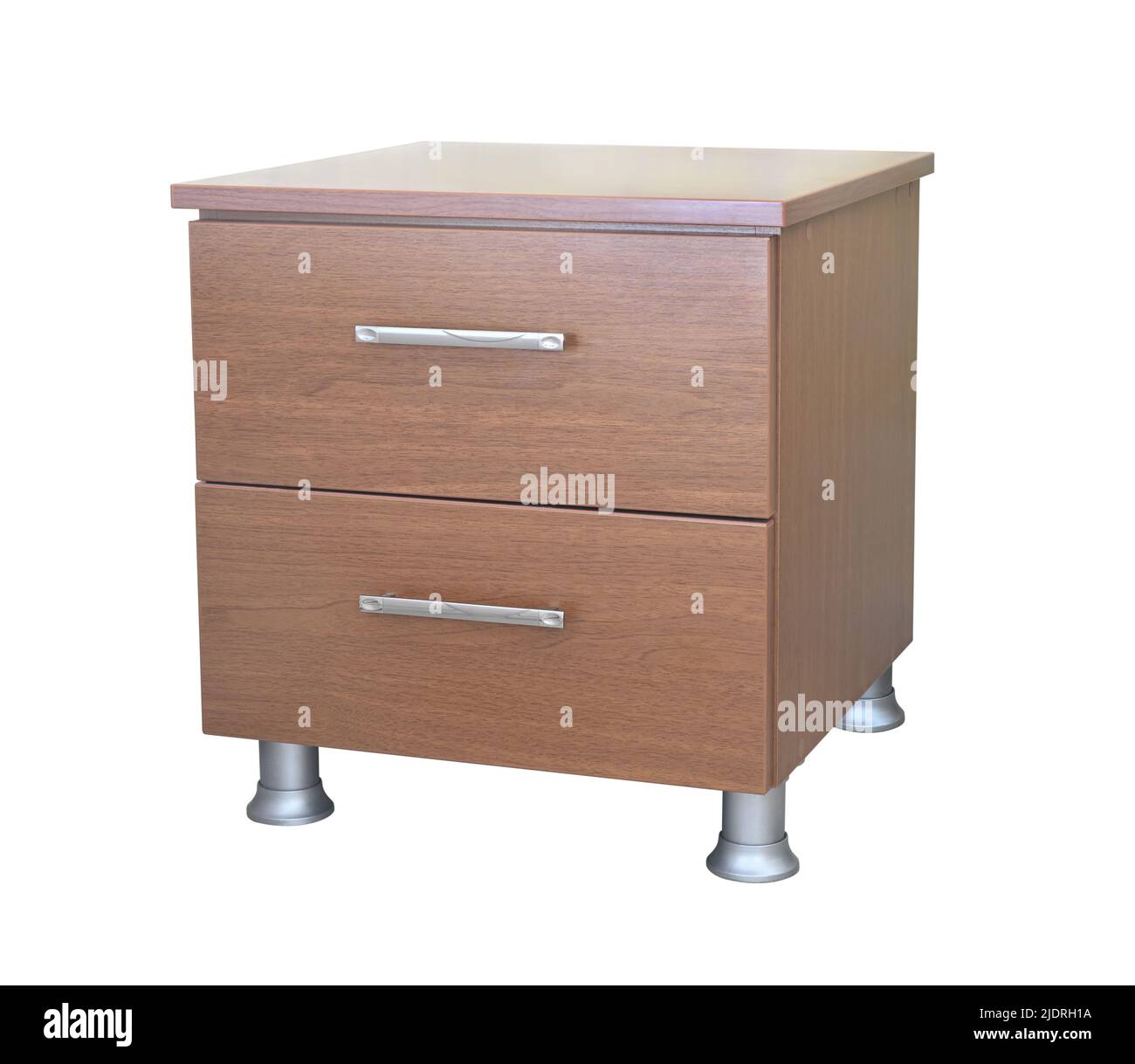 Table de nuit moderne en bois isolée sur blanc Banque D'Images