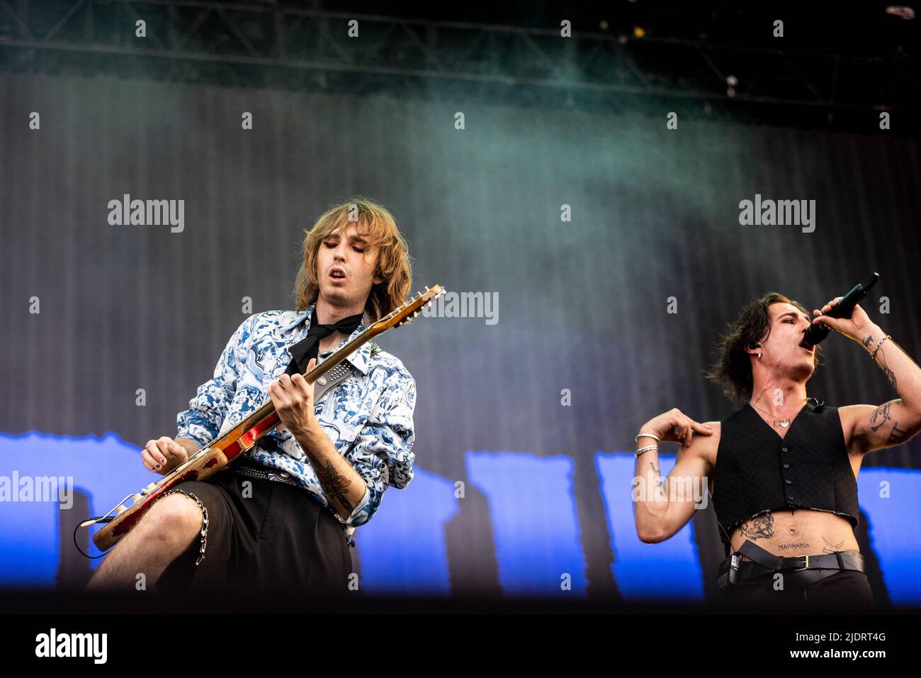 Landgraaf, pays-Bas 18 juin 2022 Maneskin en direct au Pinkpop Festival 2022 © Roberto Finizio/ Alamy Banque D'Images