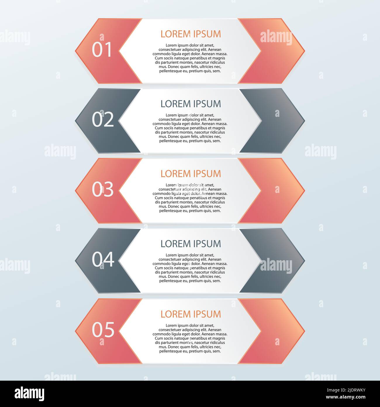 Modèle Infographique coloré cinq ensembles Options numérotées avec processus Marketing icônes Business Presentation Layout for Banners Web Design Illustration de Vecteur