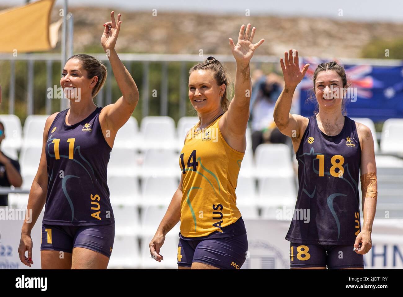 Heraklio(GR), 23/06/2022 - Handball de plage / World Champinships - Terceiro dia da Copa do Mundo de Beach Handebol que está sendo realizada no Karteros Banque D'Images