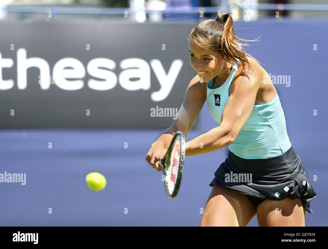Jodie Burrage (GB) jouant au Rothesay International tennis, Devonshire Park, Eastbourne, Royaume-Uni. 20th juin 2022 Banque D'Images