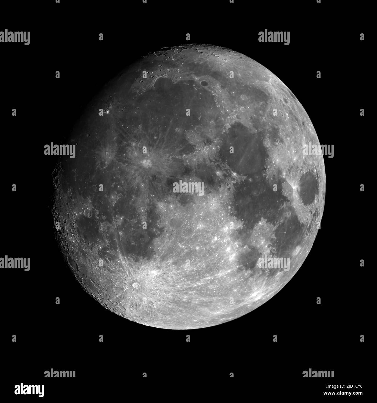 La Lune sur 9 décembre 2012 (92 % de la phase complète). Banque D'Images