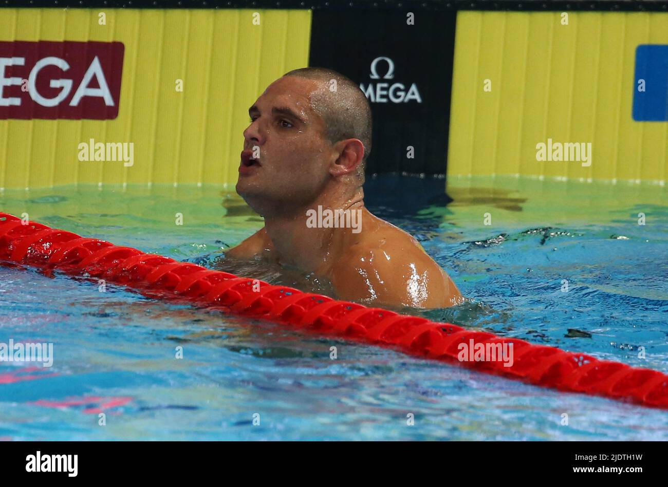 Florent Manaudou de France chaleur (9) 100 M Freestyle hommes lors des Championnats du monde de la FINA 19th Budapest 2022, natation sur 23 juin 2022 à Budapest, Hongrie - photo Laurent Lairys / ABACAPRESS.COM Banque D'Images