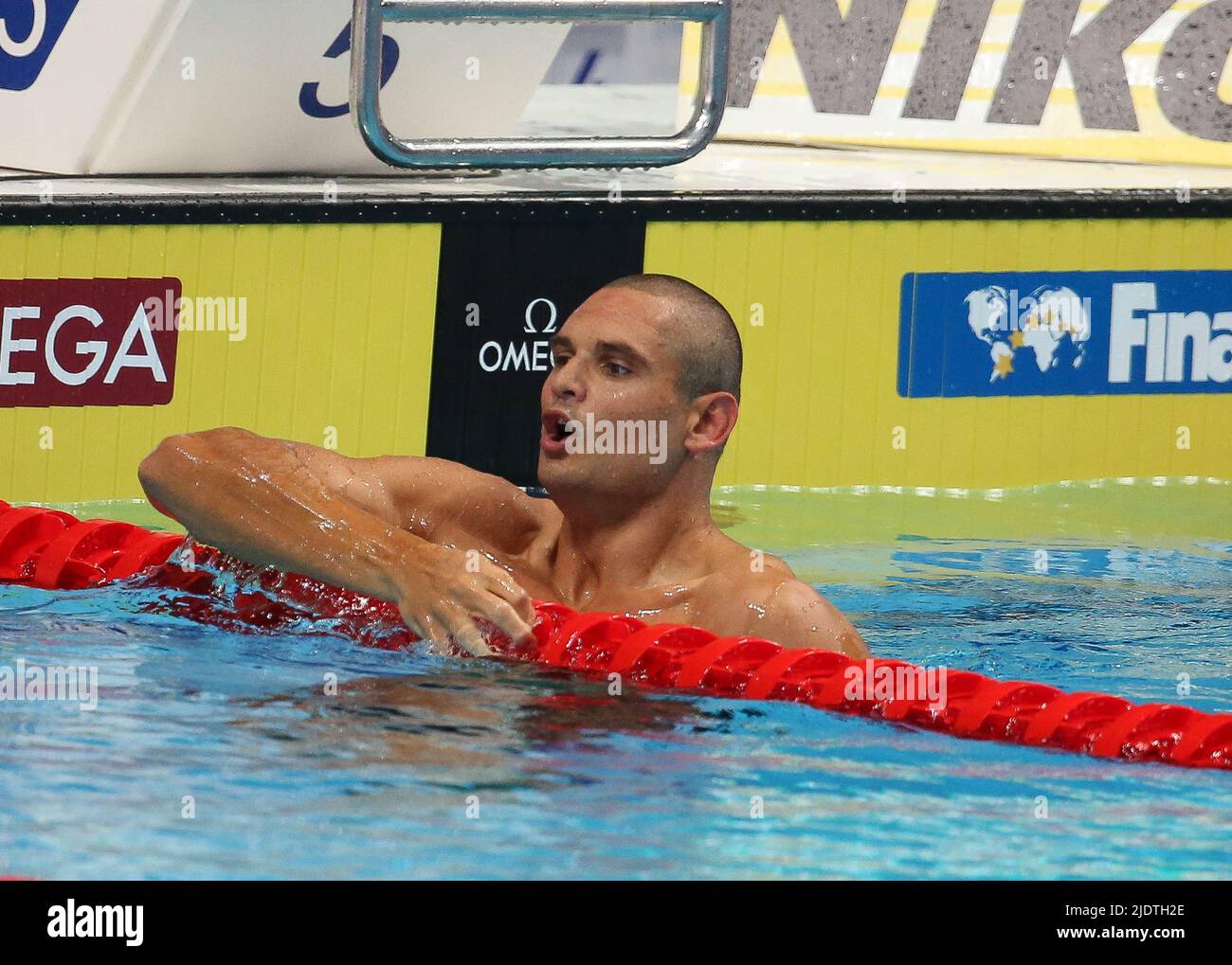 Florent Manaudou de France chaleur (9) 100 M Freestyle hommes lors des Championnats du monde de la FINA 19th Budapest 2022, natation sur 23 juin 2022 à Budapest, Hongrie - photo Laurent Lairys / ABACAPRESS.COM Banque D'Images