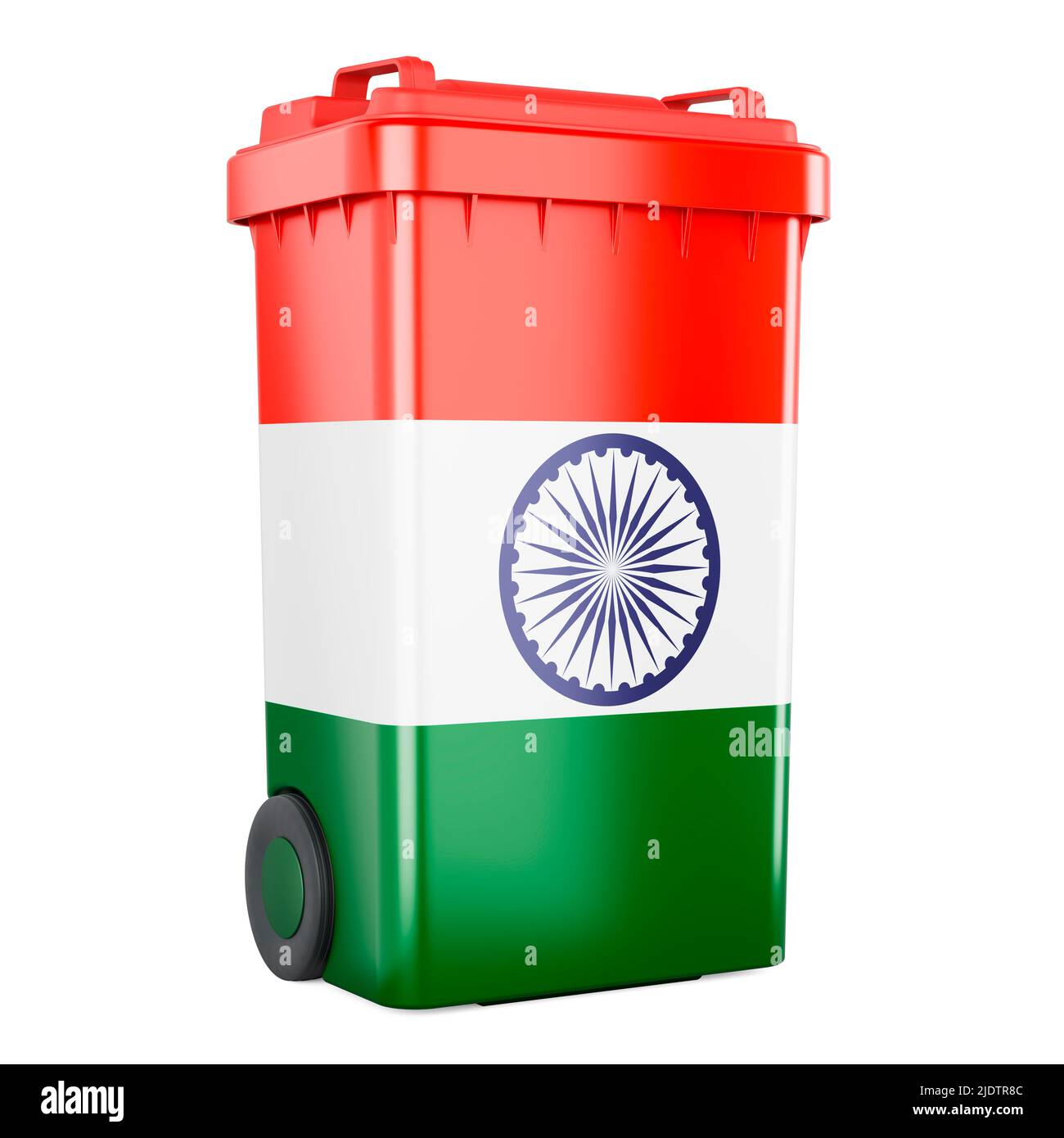 Conteneur de déchets avec drapeau indien, 3D rendu isolé sur fond blanc Banque D'Images