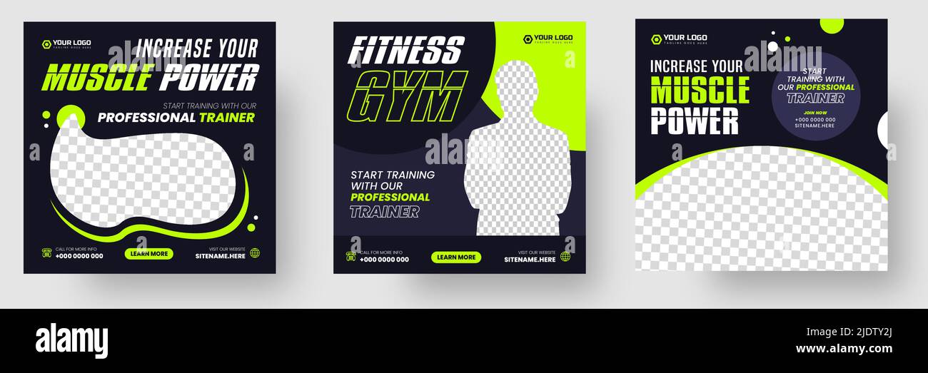 bannière de poteau de médias sociaux de fitness gym Illustration de Vecteur