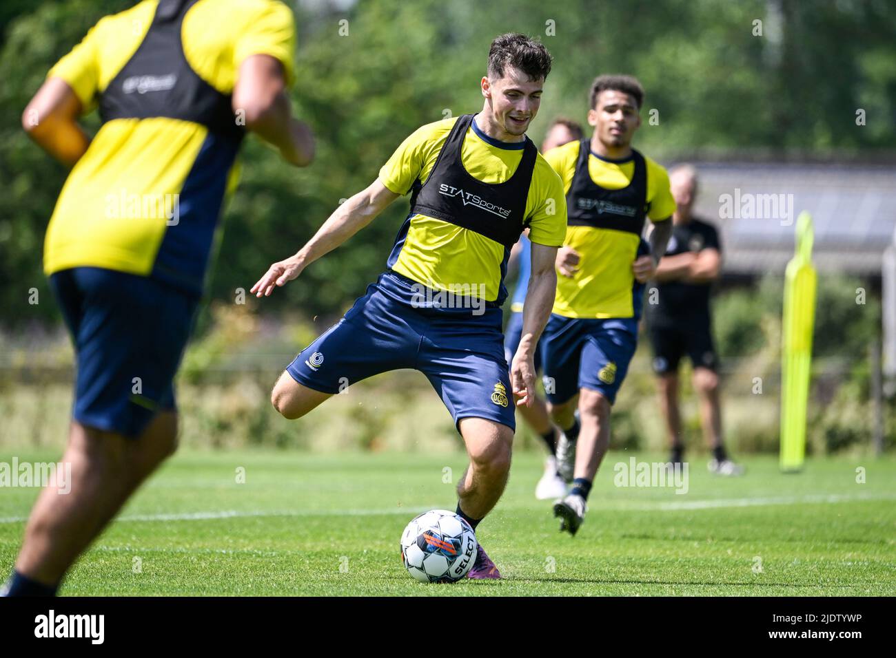 Lier, Belgique, 23 juin 2022, Dante Vanzeir, de l'Union européenne, photographiée lors d'une séance d'entraînement en prévision de la saison 2022-2023, de l'équipe belge de football de première division Royale Union Saint-Gilloise, jeudi 23 juin 2022 à Lier. BELGA PHOTO TOM GOYVAERTS Banque D'Images