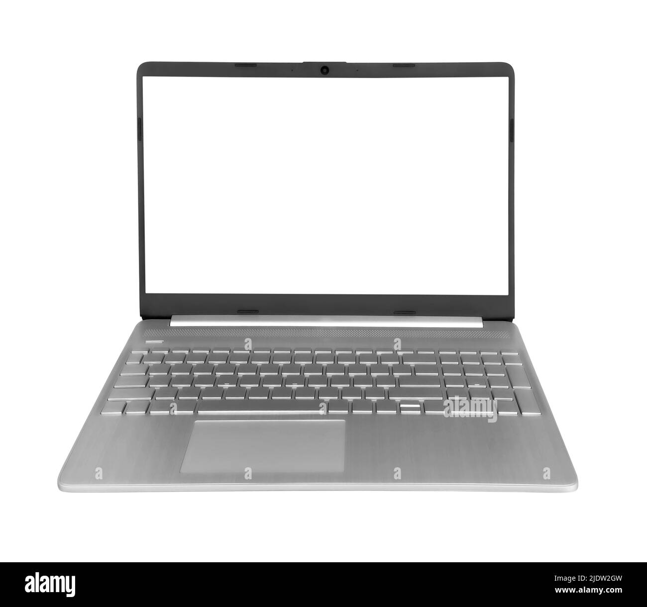Ordinateur portable isolé avec espace vide sur un fond blanc avec chemin d'écrêtage Banque D'Images