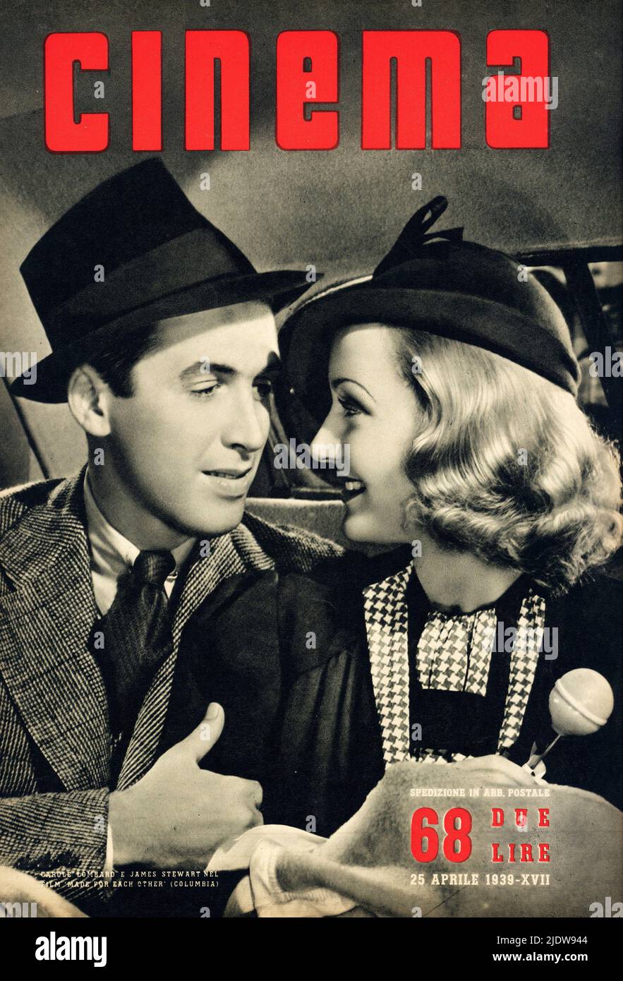 1939 , avril , ITALIE : la couverture du magazine ITALIEN CINÉMA ( avec la couverture CAROLE LOMBARD et JAMES STEWART en FAIT POUR LES UNS LES AUTRES , Ritorna l'Amore , par le réalisateur John Cromwell ). Pubblication dirigée par VITTORIO MUSSOLINI , fils du dictateur fasciste italien Duce Benito Mussolini . A partir de 1939, les films hollywoodiens américains ont été interdits de l'embargo lois fascistes - FASCISMO - FASCISTA - ANNI TRENTA - 30's - '30 - copertina di rivista - film - FASCISME ---- Archivio GBB Banque D'Images