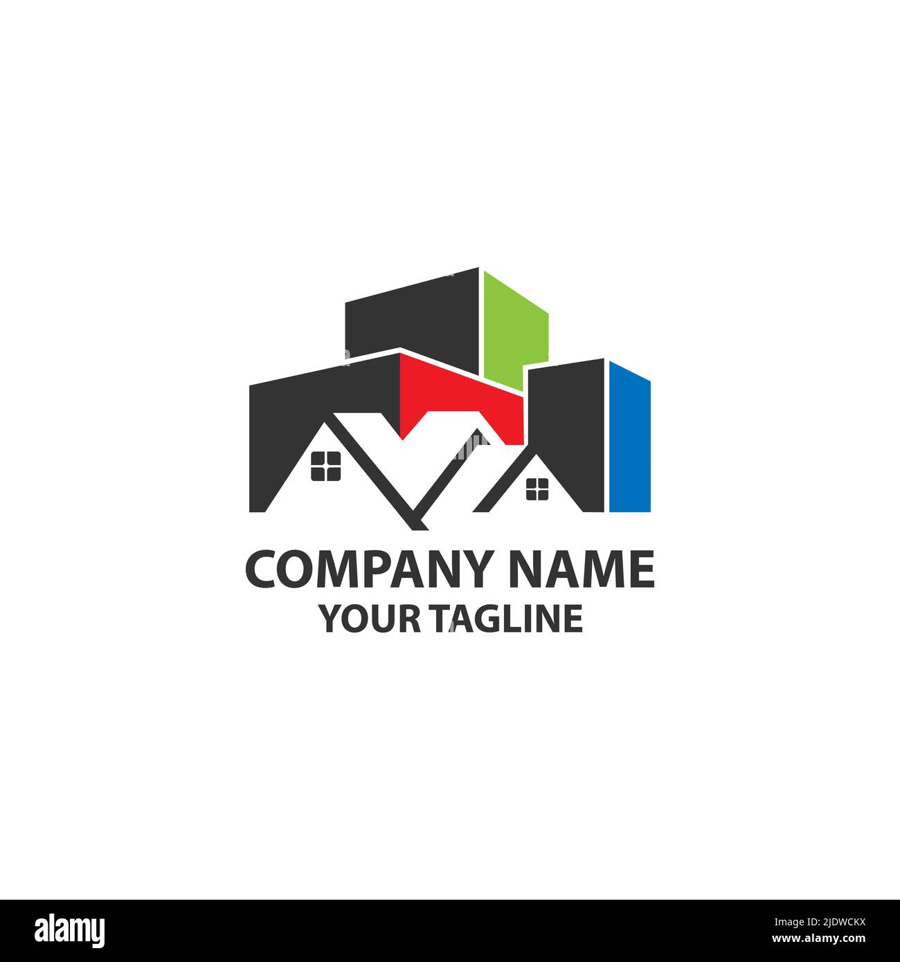 Modèle de logo vecteur de propriété. Une barre de couleurs abstraite symbolise un bâtiment ou une propriété.EPS 10 Illustration de Vecteur