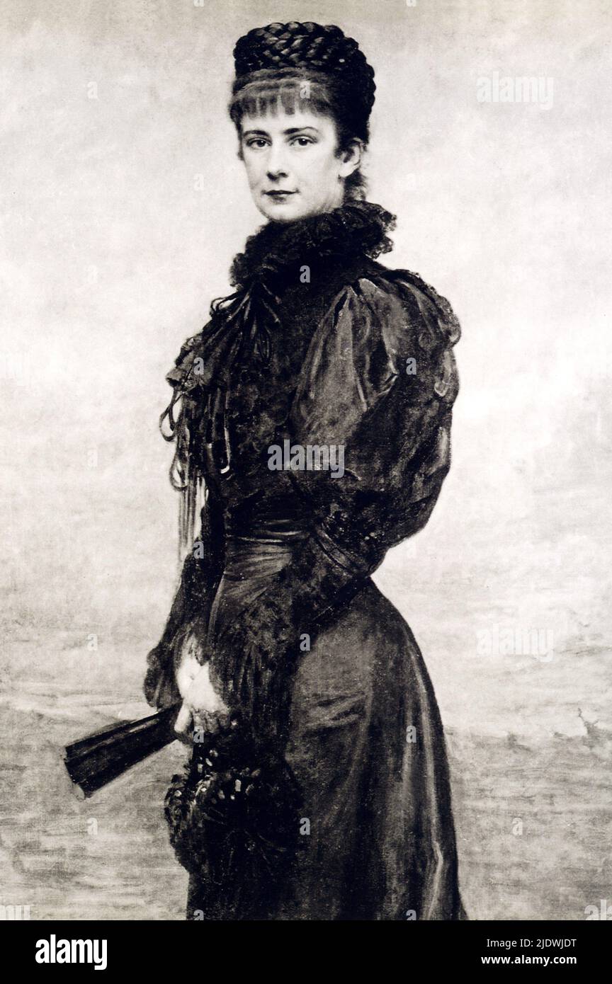 1898 ca : le portrait du peintre hongrois Leopold Horovits basé sur une dernière photo officielle de la célèbre impératrice autrichienne Elisabeth de HABSBOURG ( SISSI von Wittelsbach , 1937 - 1898 ) , fille de Maximillian von Bayern, épouse du Kaiser Franz Josef ( 1830 - 1916 ) , Empereur d'Autriche , roi de Hongrie et de Bohême . Mère du prince Rudolf ( 1850 - 1889 ). L'impératrice a été tuée par l'anarchiste italien Luigi Luccheni à Genève - FRANCESCO GIUSEPPE - JOSEPH - ABSBURG - ASBURG - ASBURGO - NOBLESSE - NOBILI - NOBILTA' - REALI - HASBURG - ROYALTIES - ELISABETTA DI BAVIERA Banque D'Images