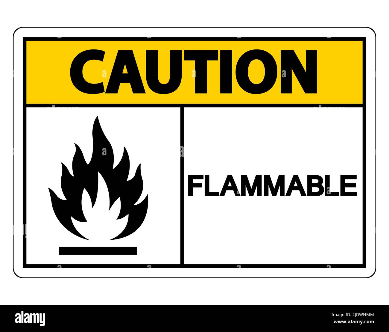 Attention symbole inflammable sur fond blanc Illustration de Vecteur