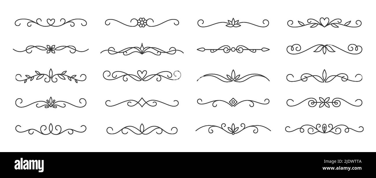 Jeu de lignes de séparation. Bordure soulignée pour page de texte